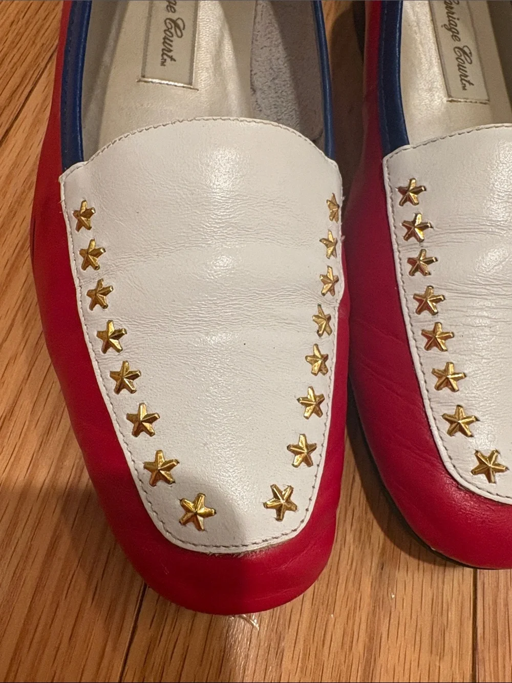 🇺🇸Patriotic Vintage Carriage Court Glory Red White And Blue Star  Loafers